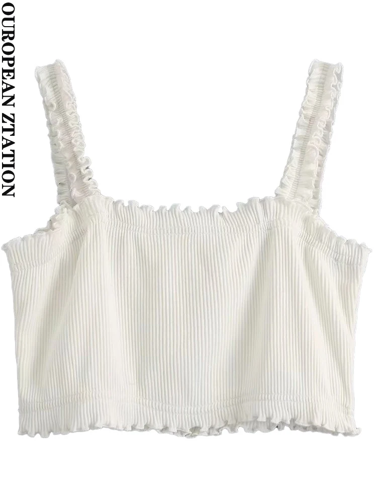 PAILETE Women 2022 fashion with ruffles cropped knit tank tops vintage backless wide straps female camis mujerr
PAILETE Women 2022 fashion with ruffles cropped knit tank tops vintage backless wide straps female camis mujerr
