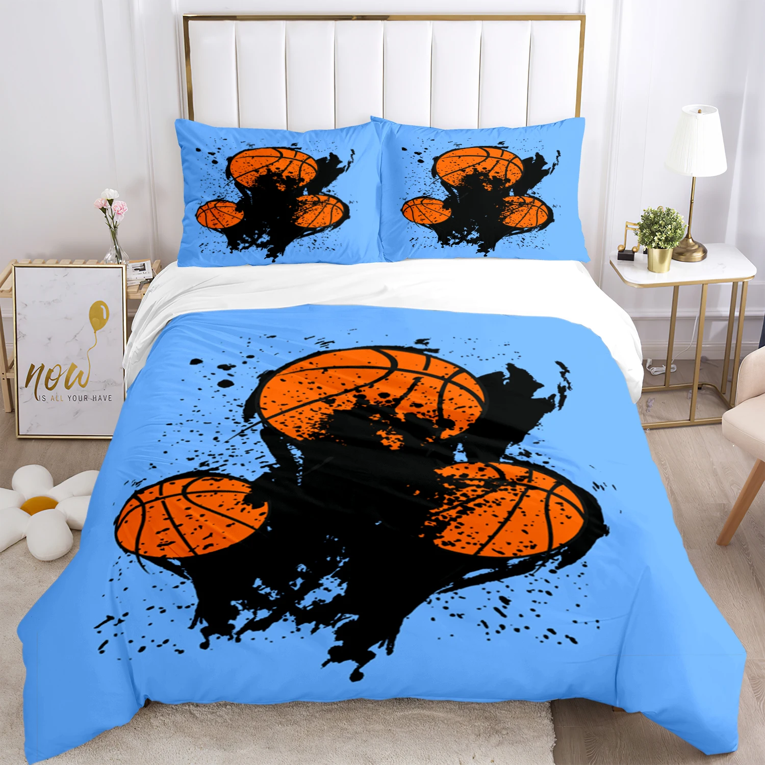 Basketball Print Three Piece Set Fashion Bedding Article Children or Adults for Beds Quilt Covers PillowcasesThree-piece bed set
Basketball Print Three Piece Set Fashion Bedding Article Children or Adults for Beds Quilt Covers PillowcasesThree-piece bed set