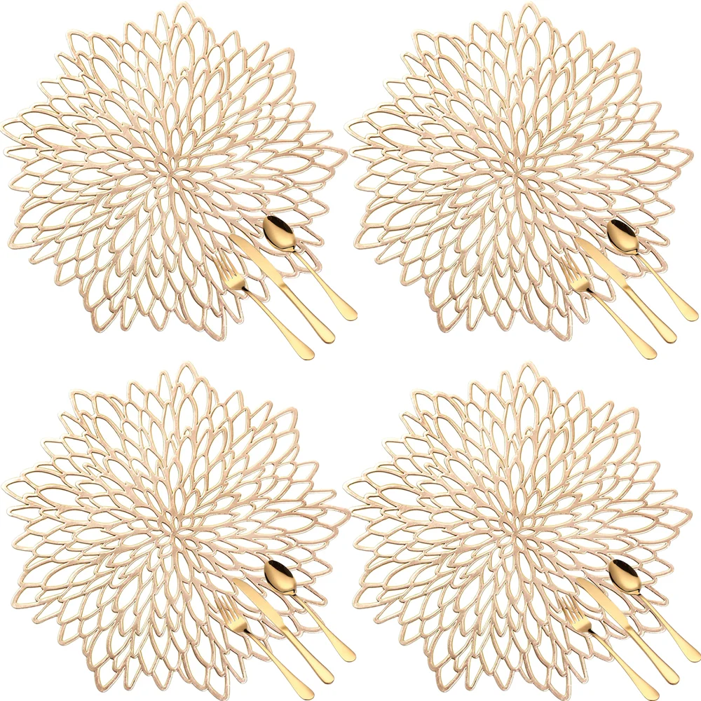 6PCS PVC Placemat for Dining Table Lace Round Embroidery table place mat Hollow Pad Coaster Pads Table Bowl Mats Gold Silver
6PCS PVC Placemat for Dining Table Lace Round Embroidery table place mat Hollow Pad Coaster Pads Table Bowl Mats Gold Silver