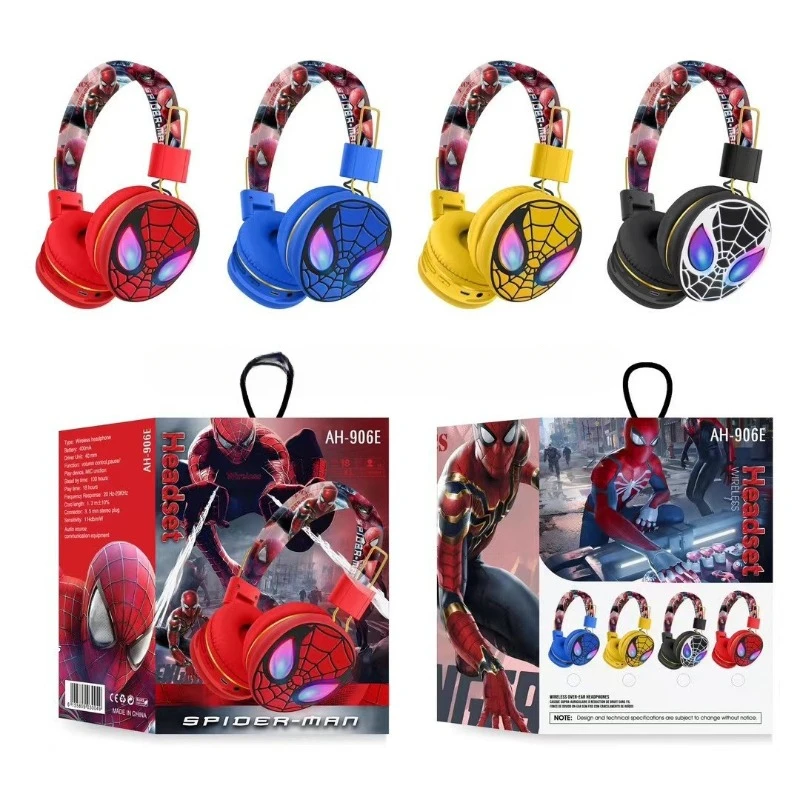 Новый стиль Marvel Bluetooth наушники AH-906E милый мультфильм Человек-паук головные уборы
