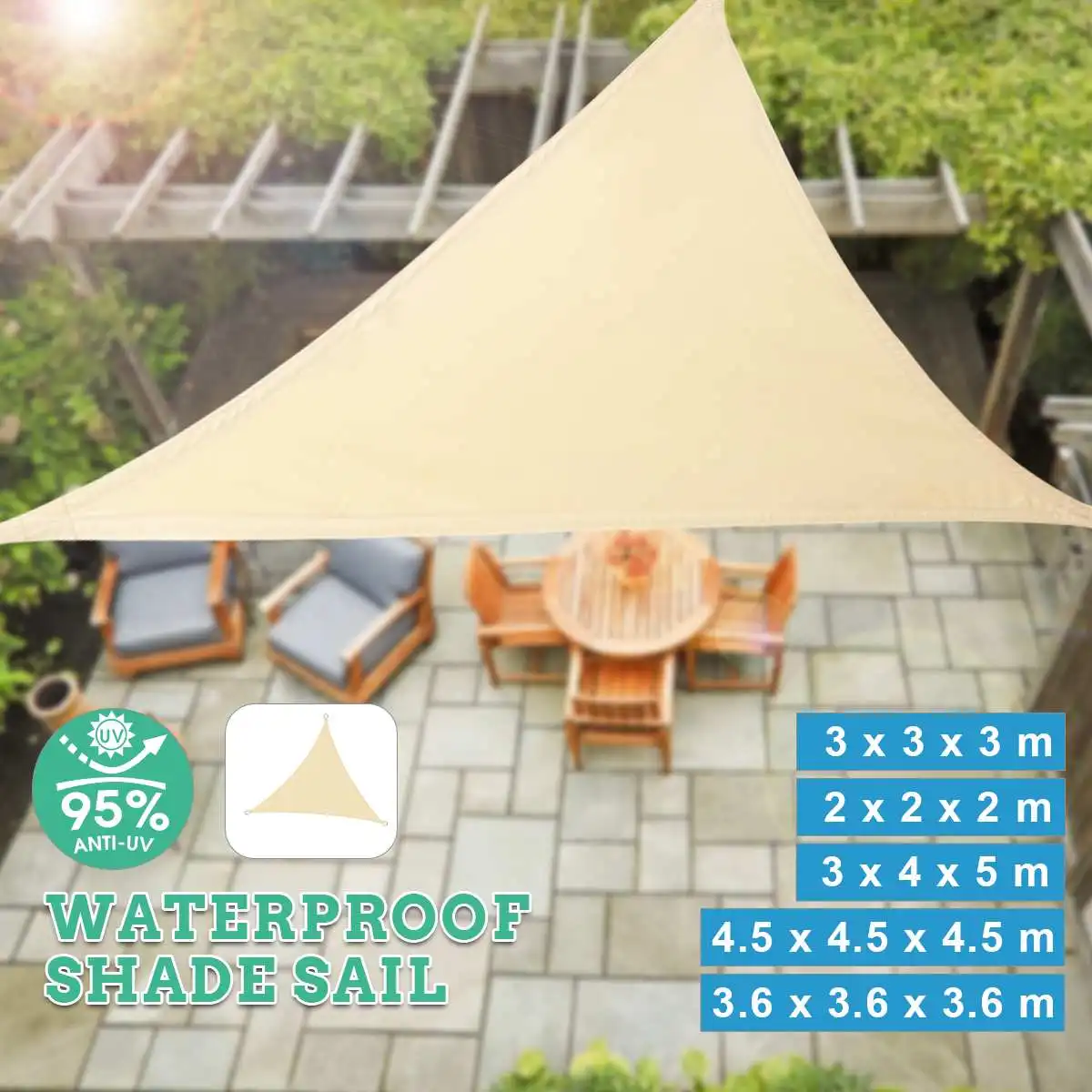 Waterproof Triangle Sun Shelter Sunshade Protection Shade Sail Garden Awning Camping Shade Cloth For Outdoor Canopy Car Covers
Waterproof Triangle Sun Shelter Sunshade Protection Shade Sail Garden Awning Camping Shade Cloth For Outdoor Canopy Car Covers