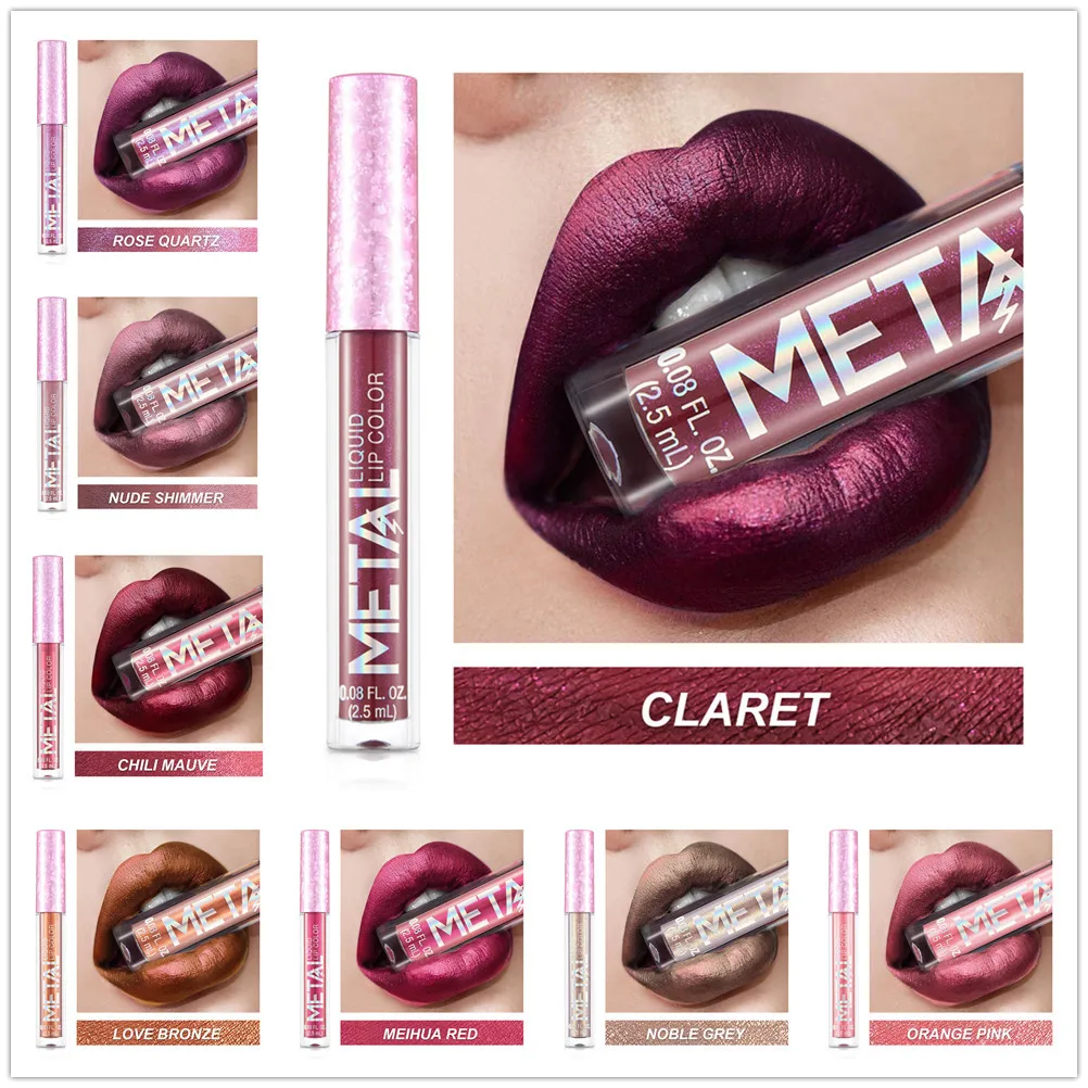 

Sexy Glitter Matte Liquid Lipstick Makeup Waterproof Nude Lip Gloss Long-Lasting Women Shimmer Metal Lipgloss Tint Charming