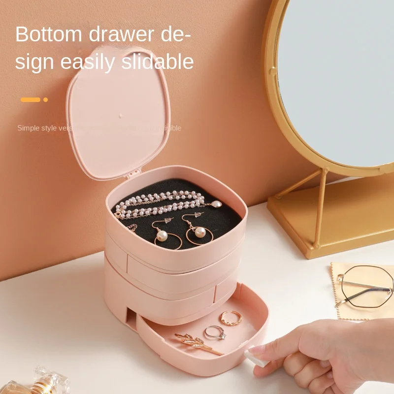 Jewelry Storage Box Multilayer Rotating Plastic Jewelry Stand Earrings Ring Box Cosmetics Beauty Container Organizer with Mirror
Jewelry Storage Box Multilayer Rotating Plastic Jewelry Stand Earrings Ring Box Cosmetics Beauty Container Organizer with Mirror