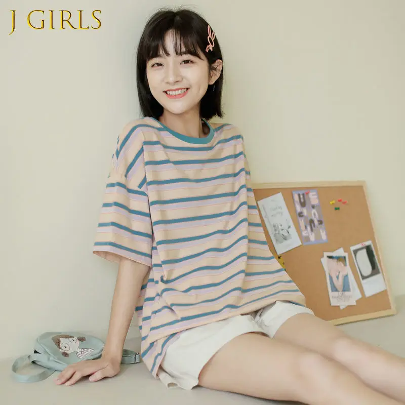 Short Sleeve T-shirts Women Loose Students Sweet Korean Style Cute Simple All-match Summer Leisure Girls Striped Retro Tops Ins
Short Sleeve T-shirts Women Loose Students Sweet Korean Style Cute Simple All-match Summer Leisure Girls Striped Retro Tops Ins