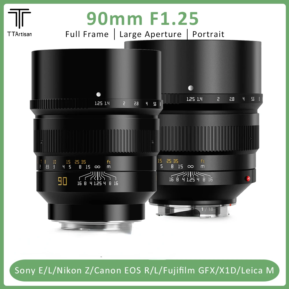 TTArtisan 90 мм F1.25 полная Рамка Ручной фокус портретный объектив для Sony E Nikon Z Canon R EOSR Leica Sigma L Hasselbald X1D камера
TTArtisan 90 мм F1.25 полная Рамка Ручной фокус портретный объектив для Sony E Nikon Z Canon R EOSR Leica Sigma L Hasselbald X1D камера