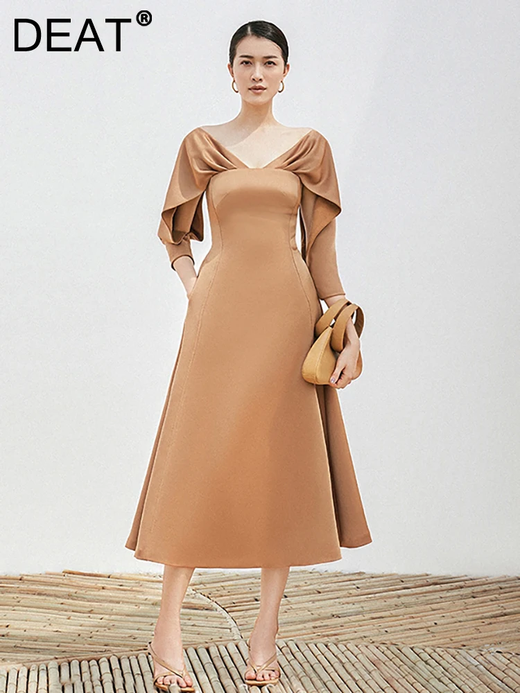 DEAT Women's Fashion Dress V-neck Long Sleeve Ruffles High Waist Loose Casual Backless Elegant Dresses Autumn 2023 New 13DB3217
DEAT Women's Fashion Dress V-neck Long Sleeve Ruffles High Waist Loose Casual Backless Elegant Dresses Autumn 2023 New 13DB3217