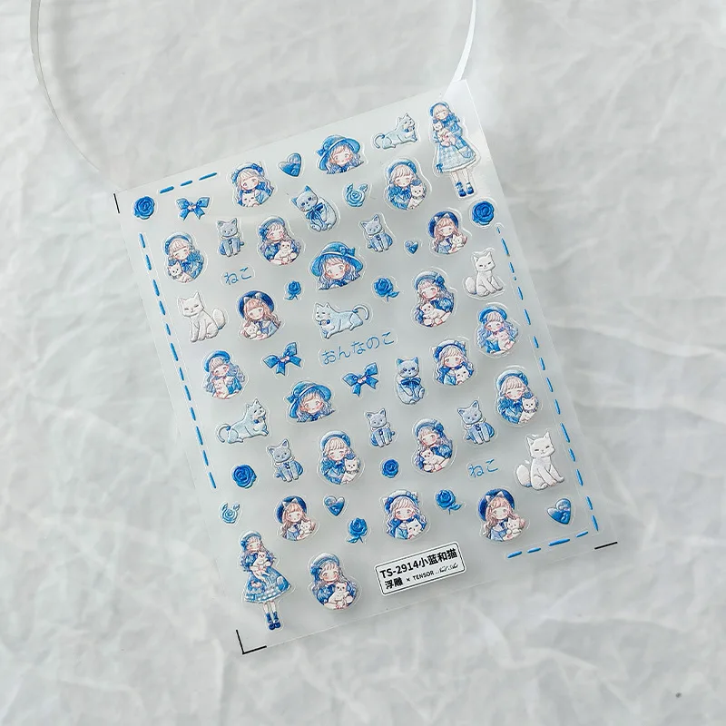 5D Cute Cartoon Little Girl Cat Embossed Nail Stickers Sanrio Anime Nail Decals Kulomi Stickers For Nails Manicure
5D Cute Cartoon Little Girl Cat Embossed Nail Stickers Sanrio Anime Nail Decals Kulomi Stickers For Nails Manicure