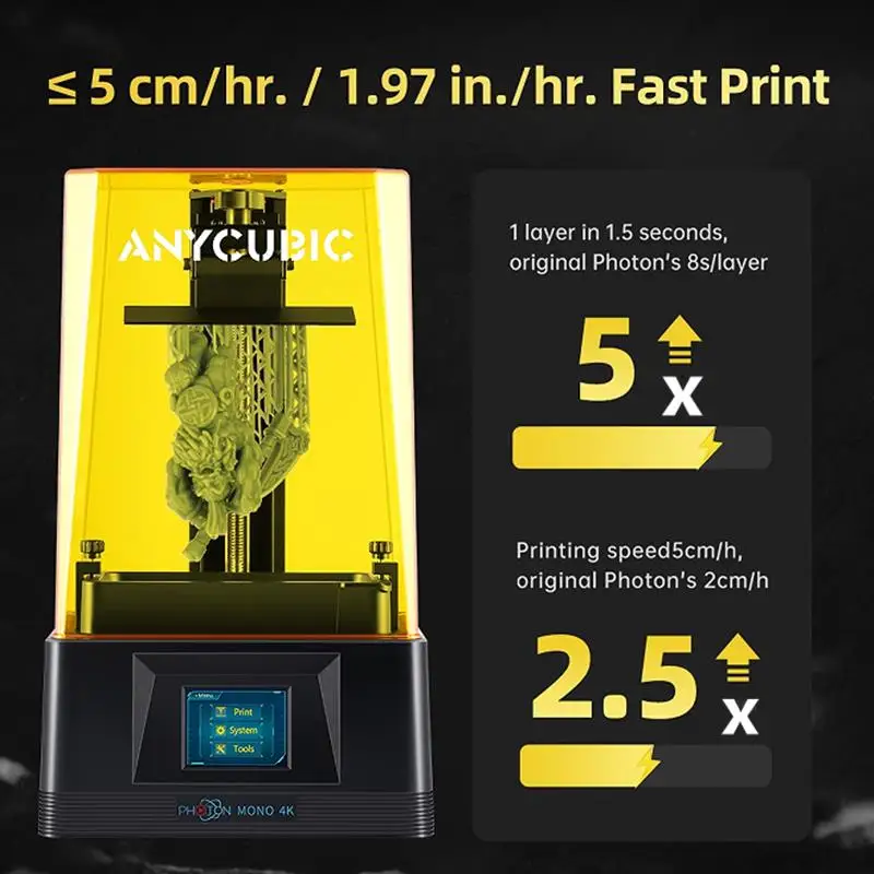 Top Photon Mono 4K 3D Printer 6.23'' Decent Screen 4K High Resolution Vivid Details UV Resin Water wash wresin Printing
Top Photon Mono 4K 3D Printer 6.23'' Decent Screen 4K High Resolution Vivid Details UV Resin Water wash wresin Printing