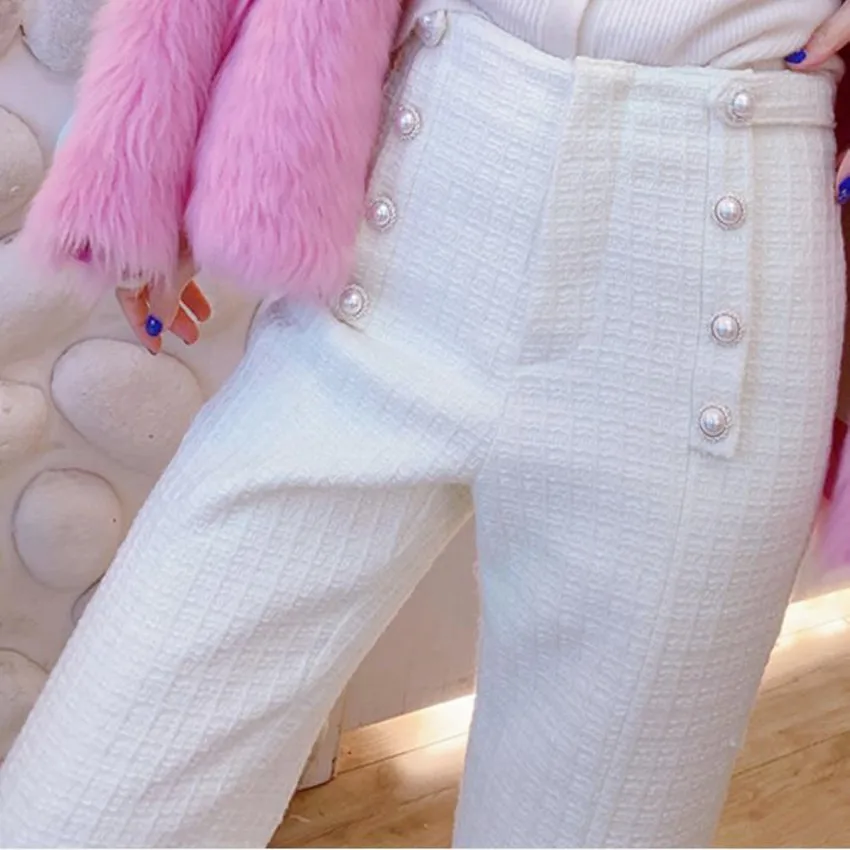 Small Fragrance Fashion Double Breasted Tweel Wool Long Trousers Women High Waist Flare Pants Autumn Winter
Small Fragrance Fashion Double Breasted Tweel Wool Long Trousers Women High Waist Flare Pants Autumn Winter