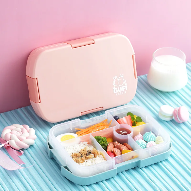 

Lunch Box For Kids Microwave Multiple Grids Food Storage Leakproof Students Bento Box 920ml Container High Quality Packed Lunch