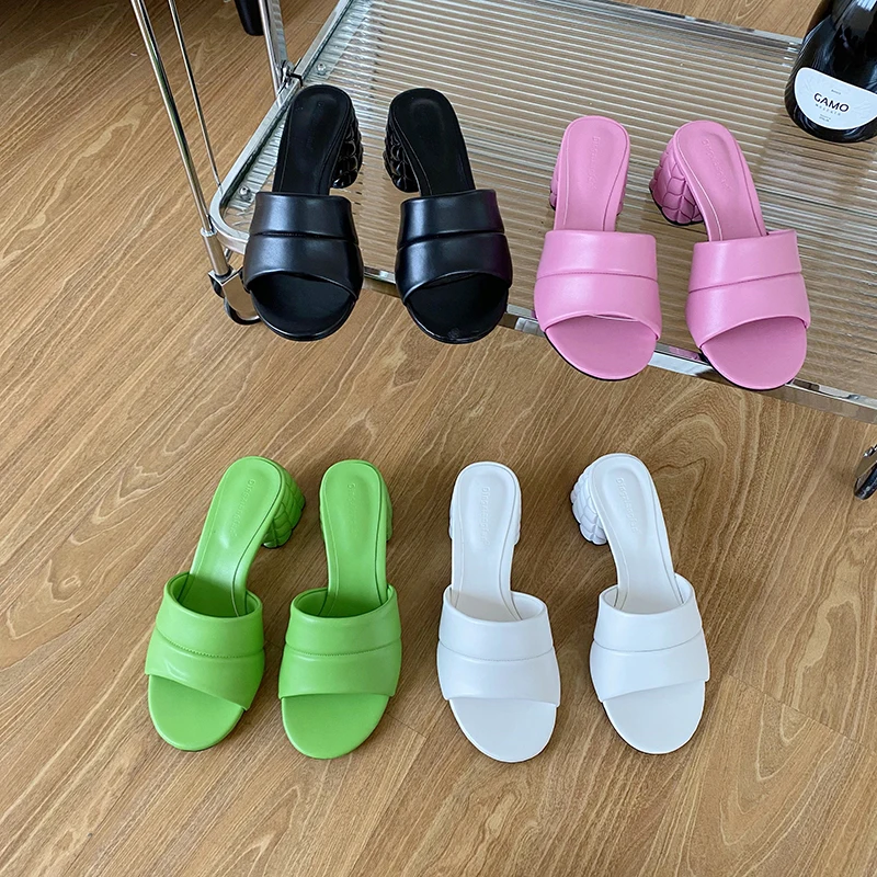 Open Toe Women Slippers Black Pink Green White Thick Mid Heels Solid Color Party Pumps Dress Sandals Slides Mules Shoes 35-40
Open Toe Women Slippers Black Pink Green White Thick Mid Heels Solid Color Party Pumps Dress Sandals Slides Mules Shoes 35-40
