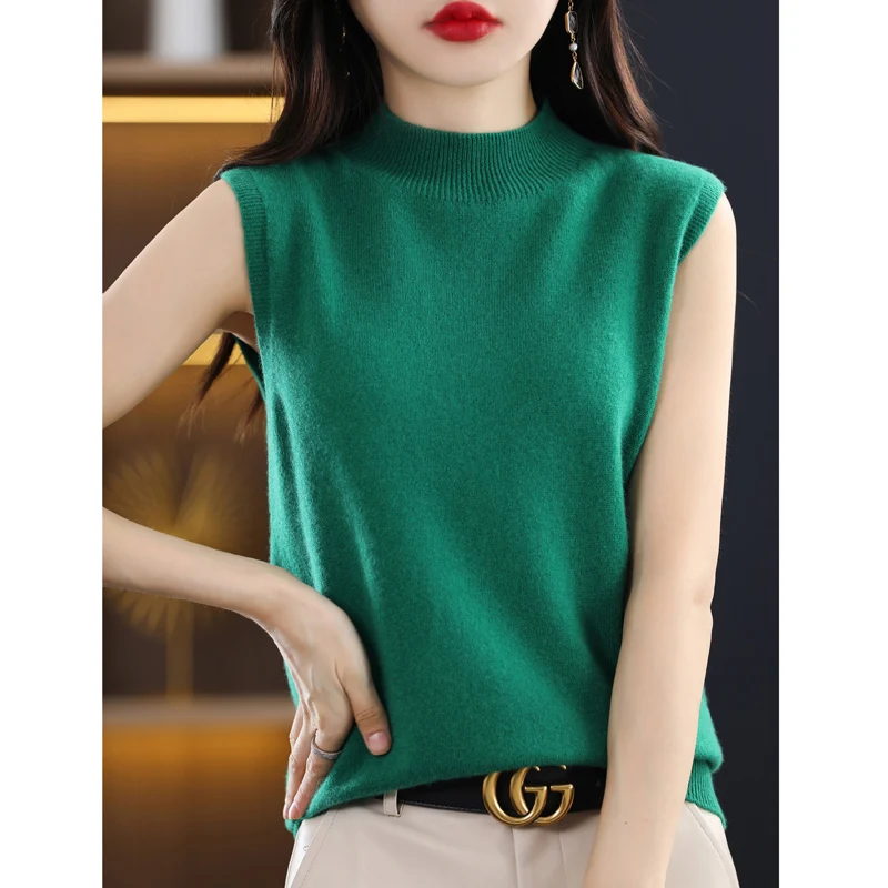 100% Sheep Wool Sweater Tops Spring & Autumn Seamless Knitwear Ladies Mock Neck Pure Wool Knit Tee Shirts Sleeveless Sweaters
100% Sheep Wool Sweater Tops Spring & Autumn Seamless Knitwear Ladies Mock Neck Pure Wool Knit Tee Shirts Sleeveless Sweaters