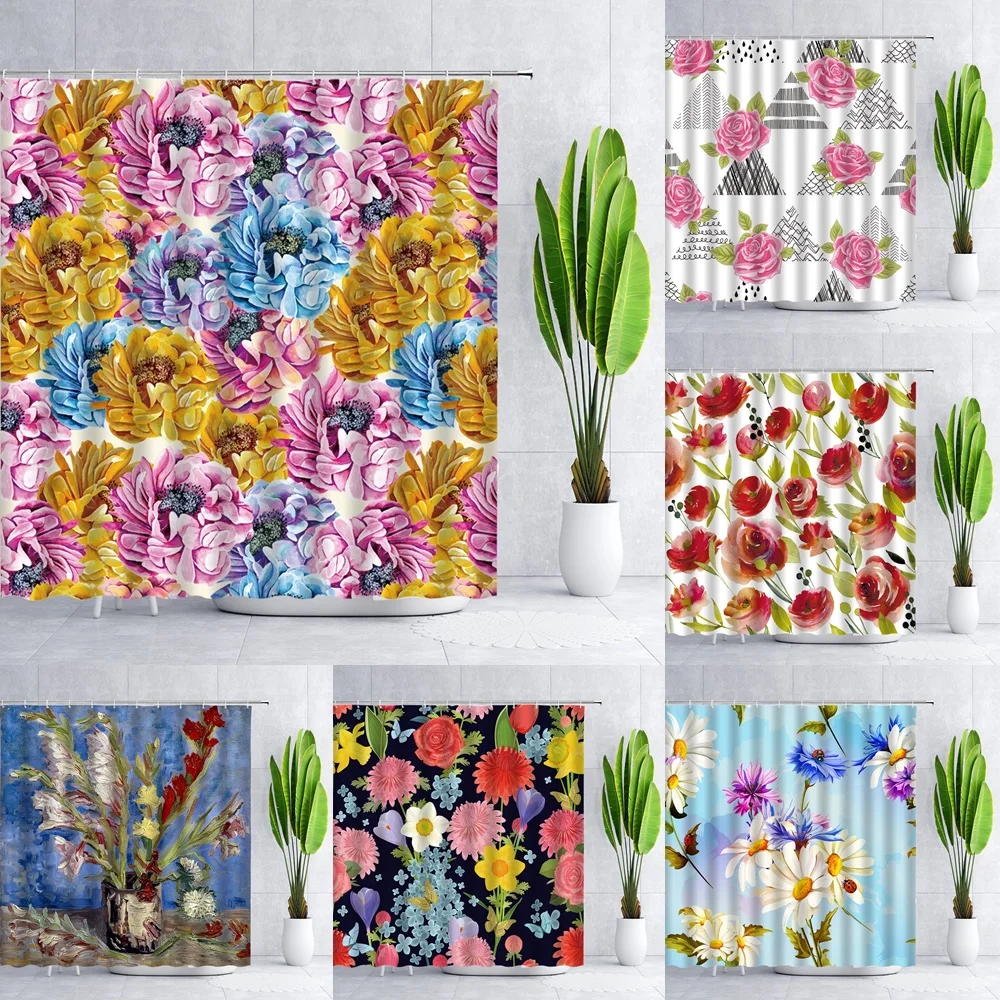 Watercolor Floral Shower Curtain Colorful Flower Spring Garden Bath Curtain with Hook Machine Washable Fabric Bathroom Decor Set
Watercolor Floral Shower Curtain Colorful Flower Spring Garden Bath Curtain with Hook Machine Washable Fabric Bathroom Decor Set