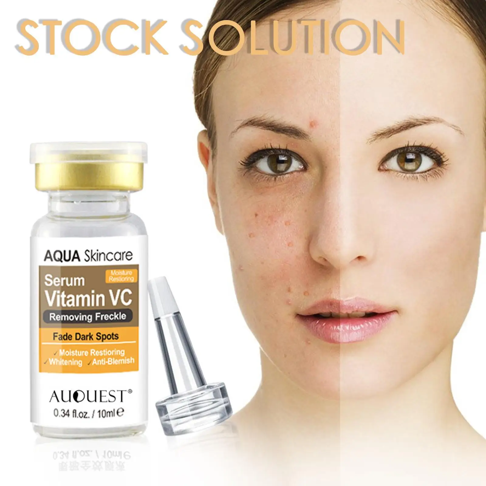 

10ML VC/Hexapeptide/Coenzyme Q10 Stock Solution Face Serum Moisturizing Whitening Anti-wrinkle Essence Shrink Pores Skin Care