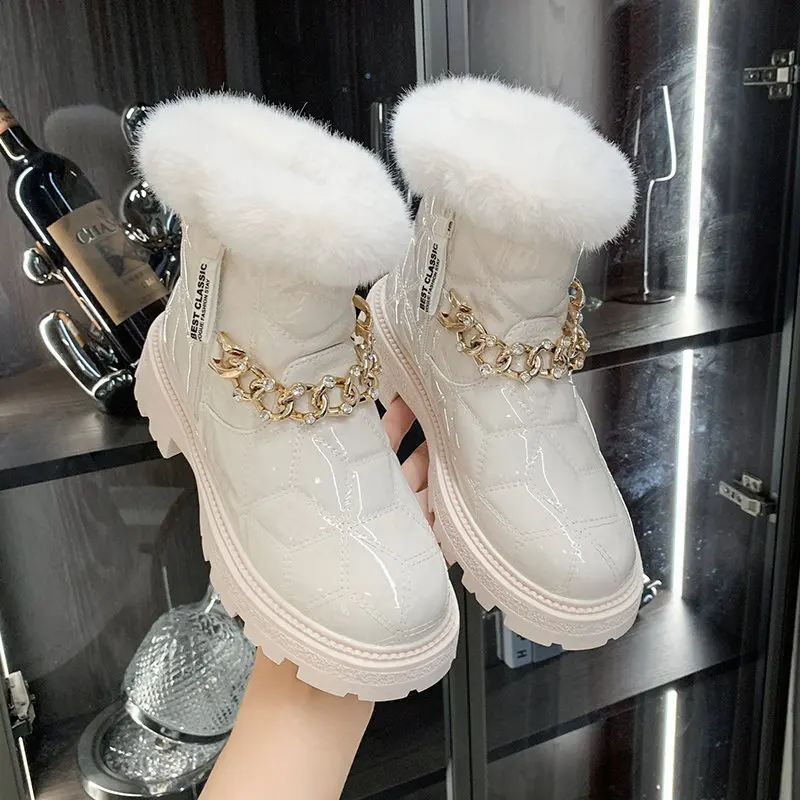 Ankle Chain Luxury Fur Warm Snow Women Boots Mid Heels Platform Chelsea Cotton Shoes Winter New 2022 Fad Mujer Zapatillas Shoes
Ankle Chain Luxury Fur Warm Snow Women Boots Mid Heels Platform Chelsea Cotton Shoes Winter New 2022 Fad Mujer Zapatillas Shoes