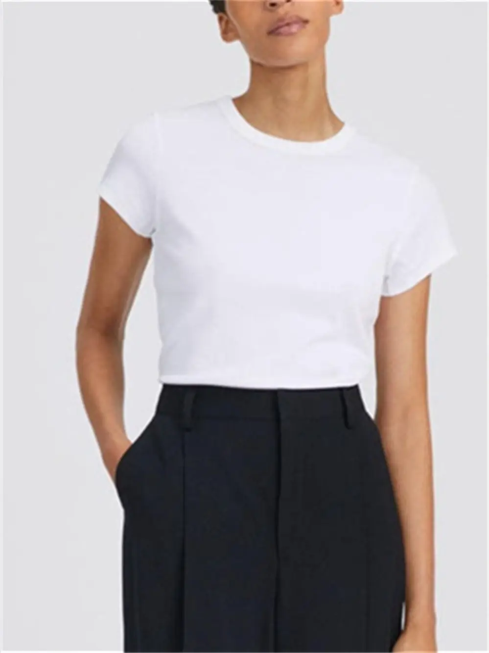 Women T-Shirt O-Neck Pit Threaded Slim Short Sleeve Casual Tees
Women T-Shirt O-Neck Pit Threaded Slim Short Sleeve Casual Tees