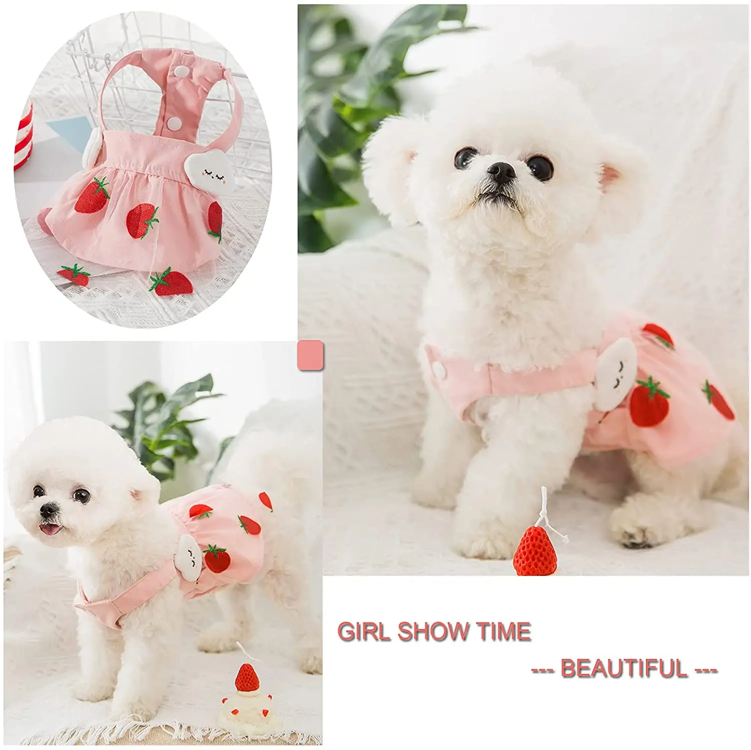 

Dog Dress Pet Clothing Dog Cat Skirt Luxury High-end Teddy Bichon Chihuahua Small and Medium Dog Strawberry Princess Skirt Dog