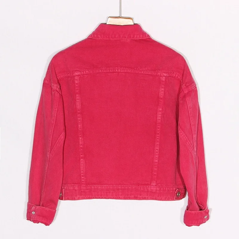 Fashion Korean Rose red Short Denim Women Loose Long Sleeve Outerwear Spring Streetwear Student Jeans Jacket Coat Female
Fashion Korean Rose red Short Denim Women Loose Long Sleeve Outerwear Spring Streetwear Student Jeans Jacket Coat Female