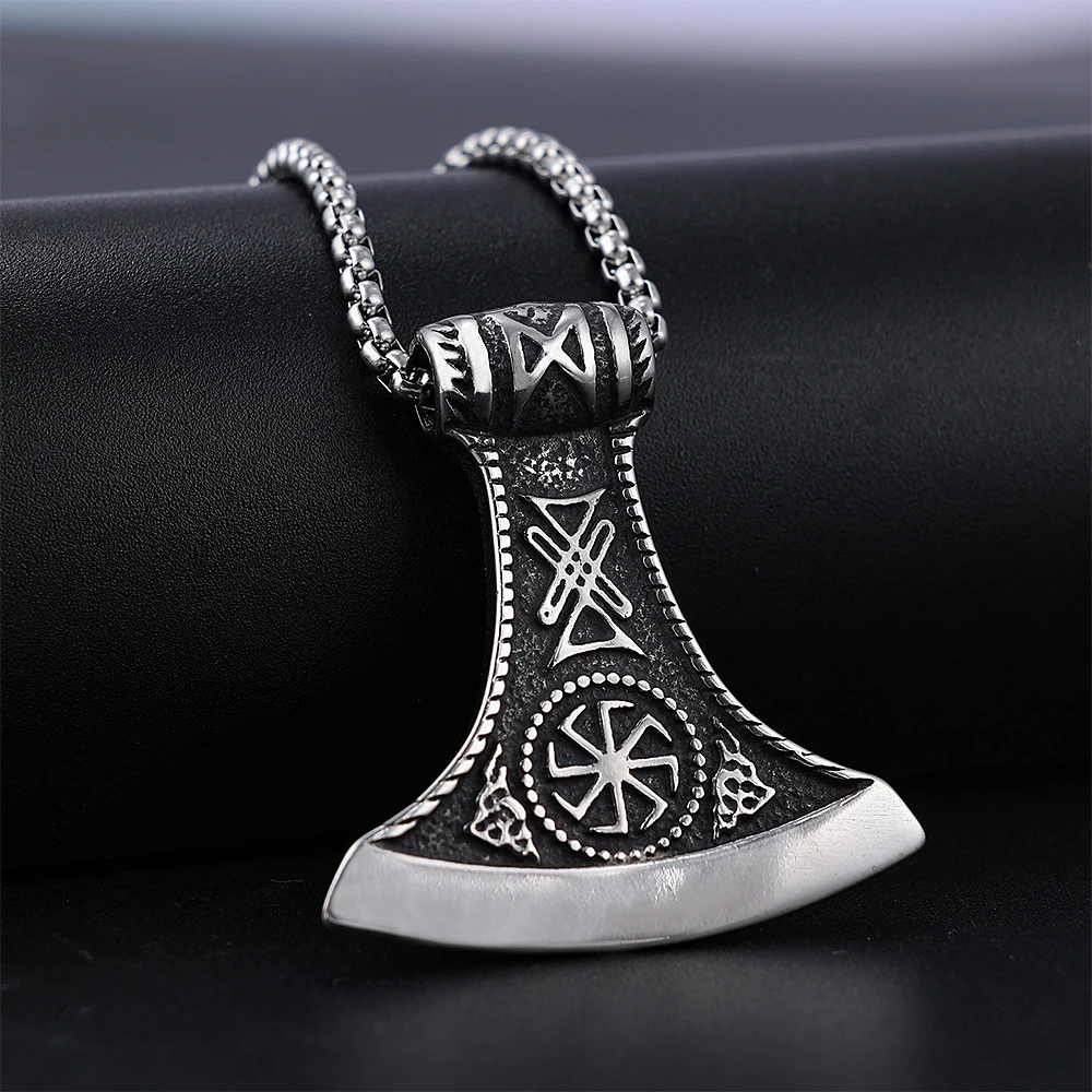Fashion Stainless Steel Viking Axe Pendant For Men Vintage Nordic Celtic Knot Necklace Biker Amulet Jewelry Gifts Dropshipping
Fashion Stainless Steel Viking Axe Pendant For Men Vintage Nordic Celtic Knot Necklace Biker Amulet Jewelry Gifts Dropshipping