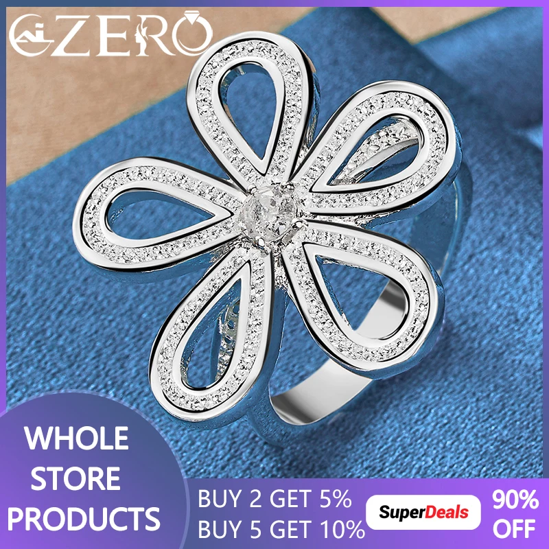 Fashion Brand 925 Sterling Silver Beautiful Zircon Big Flower Ring 7-10 Size For Women Wedding Fashion Elegant Jewelry Gifts
Fashion Brand 925 Sterling Silver Beautiful Zircon Big Flower Ring 7-10 Size For Women Wedding Fashion Elegant Jewelry Gifts