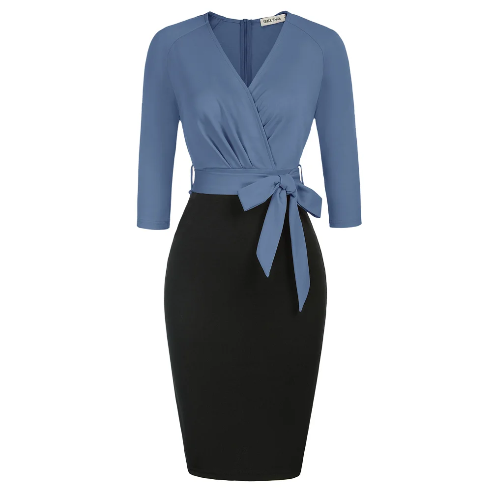 GRACE KARIN Women's Work Pencil Dress Contrast Color Wedding Guest Office Dresses 3/4 Sleeve Knee Length Cocktail Party Dresses
GRACE KARIN Women's Work Pencil Dress Contrast Color Wedding Guest Office Dresses 3/4 Sleeve Knee Length Cocktail Party Dresses