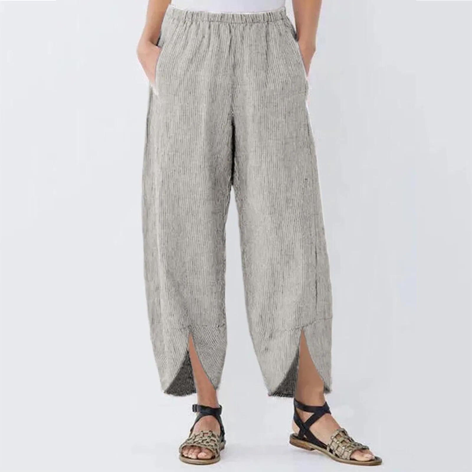 Women Casual Harem Pants Summer Elastic Waist Loose Cotton Linen Trousers Solid Color Boho Irregular Cropped Pants Pantalon
Women Casual Harem Pants Summer Elastic Waist Loose Cotton Linen Trousers Solid Color Boho Irregular Cropped Pants Pantalon