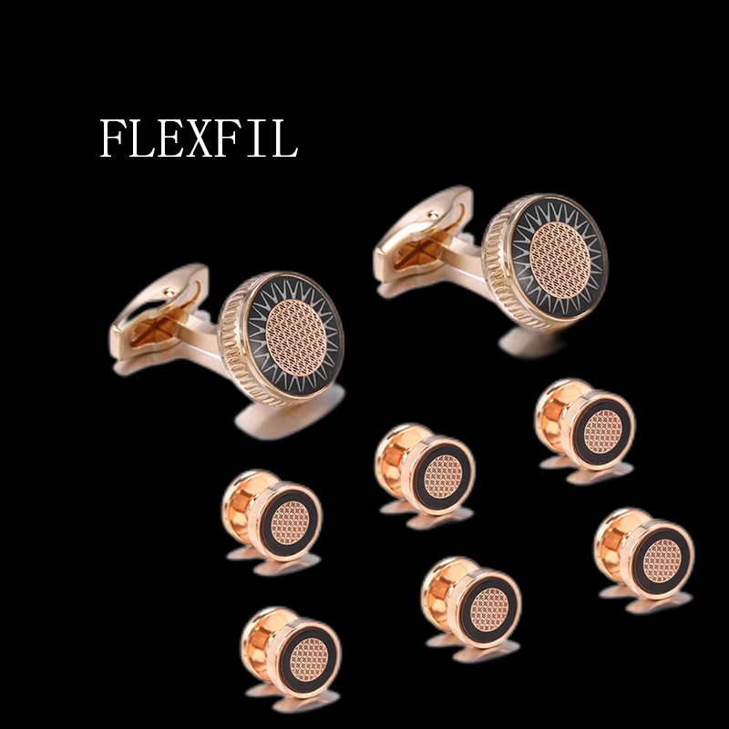 

FLEXFIL Luxury shirt cufflinks for men's Brand cuff buttons cuff links gemelos Metal wedding abotoaduras Jewelry Tuxedo Cufflink