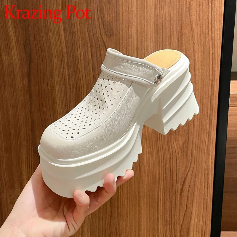 Krazing Pot Large Size Genuine Leather Round Toe Super High Heels Slip on Mules Thick Bottom Deep Mouth Mature Women Pumps L90
Krazing Pot Large Size Genuine Leather Round Toe Super High Heels Slip on Mules Thick Bottom Deep Mouth Mature Women Pumps L90