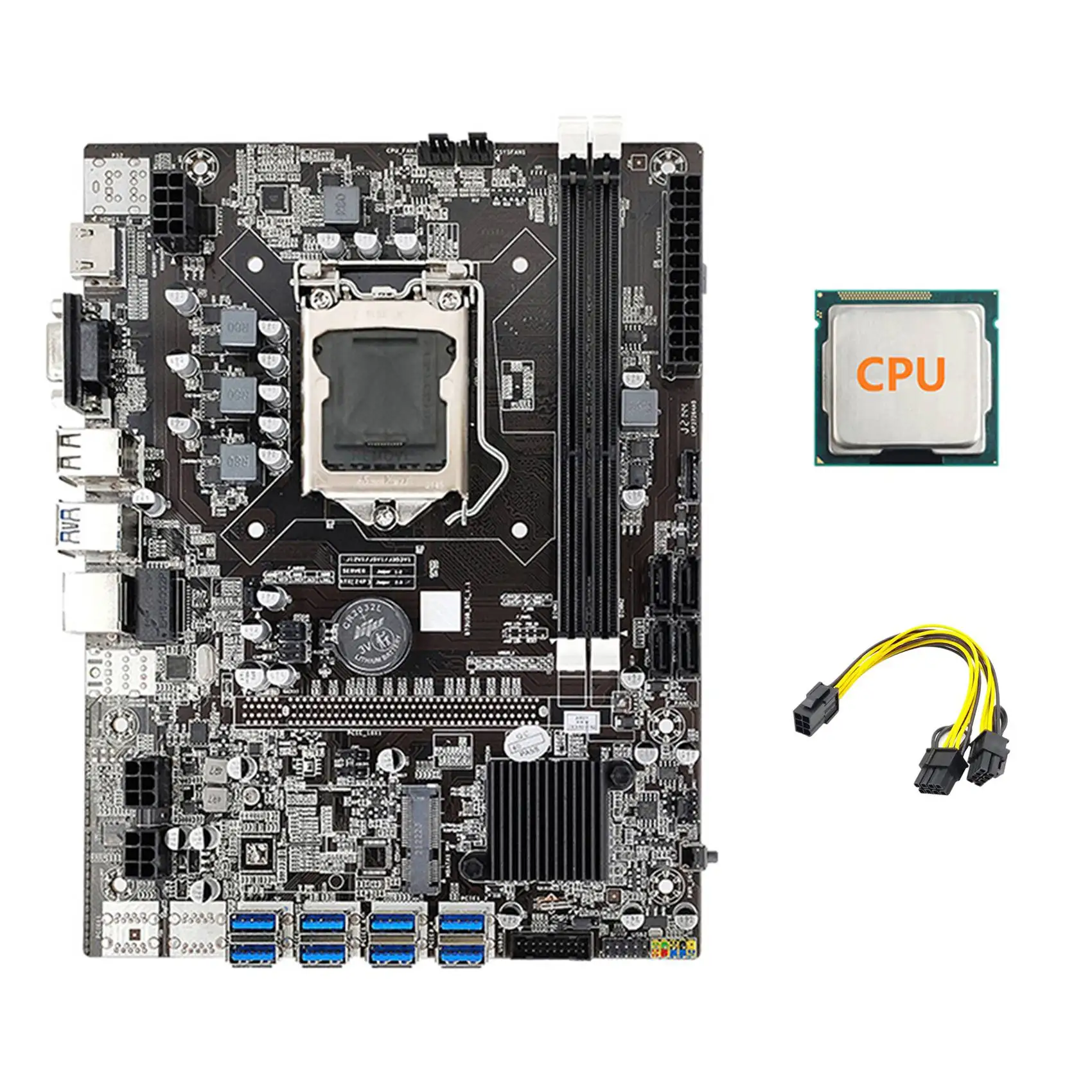 B75 ETH Mining Motherboard 8XPCIE USB Adapter+CPU+6Pin to Dual 8Pin Cable LGA1155 MSATA B75 USB Miner Motherboard
B75 ETH Mining Motherboard 8XPCIE USB Adapter+CPU+6Pin to Dual 8Pin Cable LGA1155 MSATA B75 USB Miner Motherboard