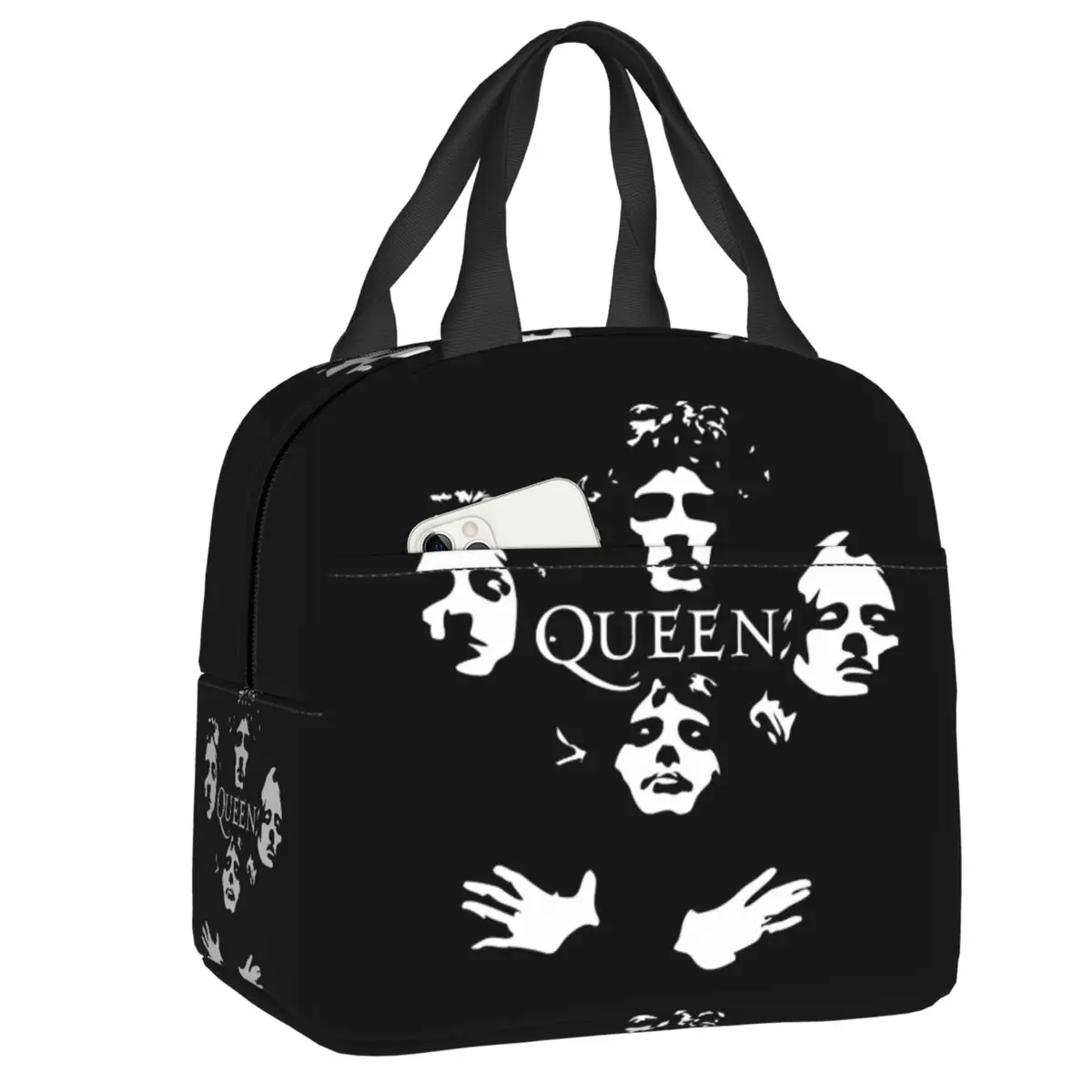 

Rock Band Queen Insulated Lunch Bag for Women Leakproof Cooler Thermal Freddie Mercury Bento Box School Food Picnic Lunch Box