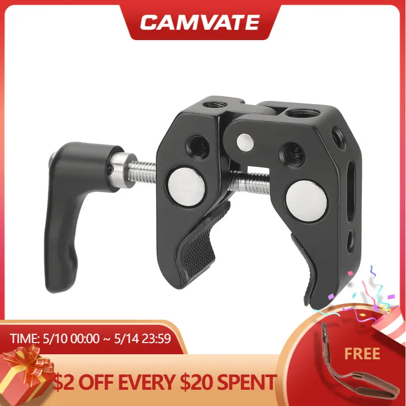 CAMVATE Universal Super Clamp Crab Gripper Clip With Strengthened Screw Knob And 1/4"-20 Mounting Points For Photography Tripod
CAMVATE Universal Super Clamp Crab Gripper Clip With Strengthened Screw Knob And 1/4"-20 Mounting Points For Photography Tripod