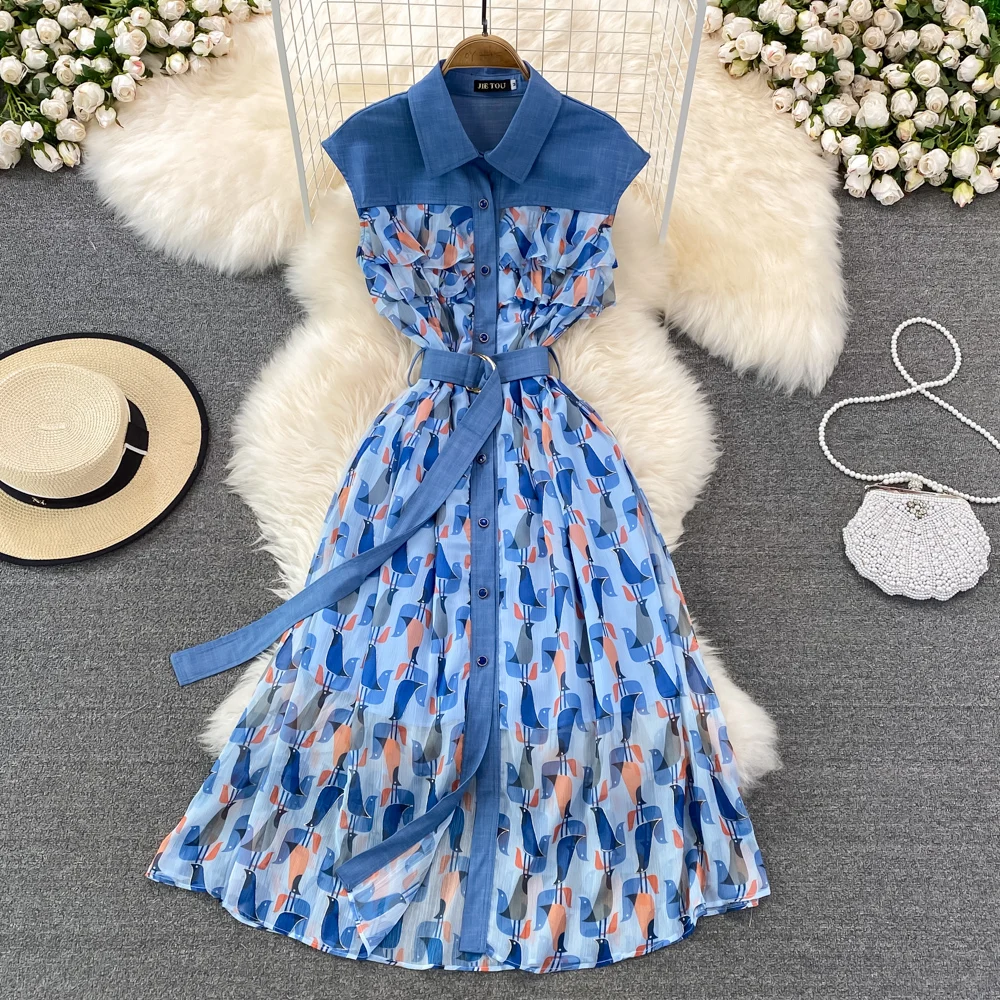 Amolapha 2022 Summer New Arrive Turn-down Collar Single Breasted High Waist Patchwork Elegant Fashion Big Swing Long Dress
Amolapha 2022 Summer New Arrive Turn-down Collar Single Breasted High Waist Patchwork Elegant Fashion Big Swing Long Dress