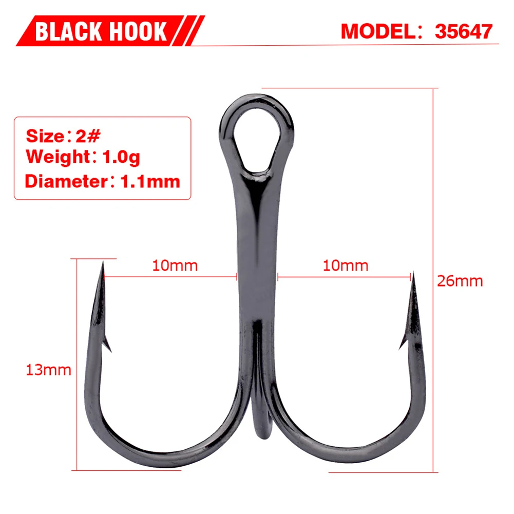50pcs/Pack Stainless Steel Fishing Treble Hook Black Sharp Triple Hooks Wear-resistant Anti-corrosion Anti-rust
50pcs/Pack Stainless Steel Fishing Treble Hook Black Sharp Triple Hooks Wear-resistant Anti-corrosion Anti-rust