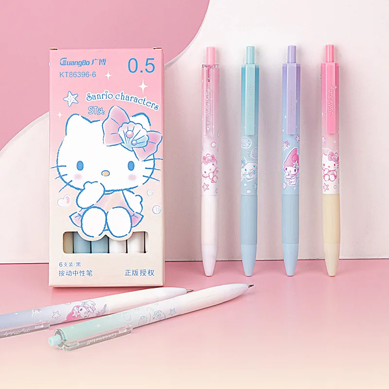 Sanrio Kawaii 6 Pcs/set Plastic Hello Kitty My Melody Cinnamoroll Press The Neutral Pen ST0.5mm Pen Tip Cartoon Fun Holiday Gift
Sanrio Kawaii 6 Pcs/set Plastic Hello Kitty My Melody Cinnamoroll Press The Neutral Pen ST0.5mm Pen Tip Cartoon Fun Holiday Gift