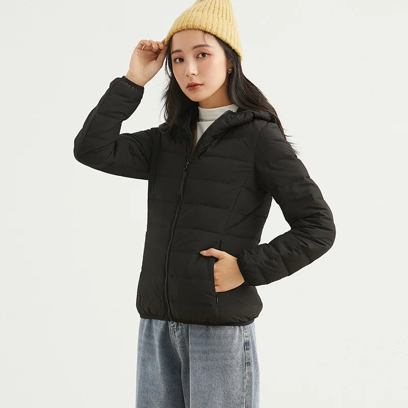 

90% Women's Jackets White Autumn Duck Down Coat clothes Femme Light Thin Short Korean Parka Hooded Kurtka Damska SQQ470