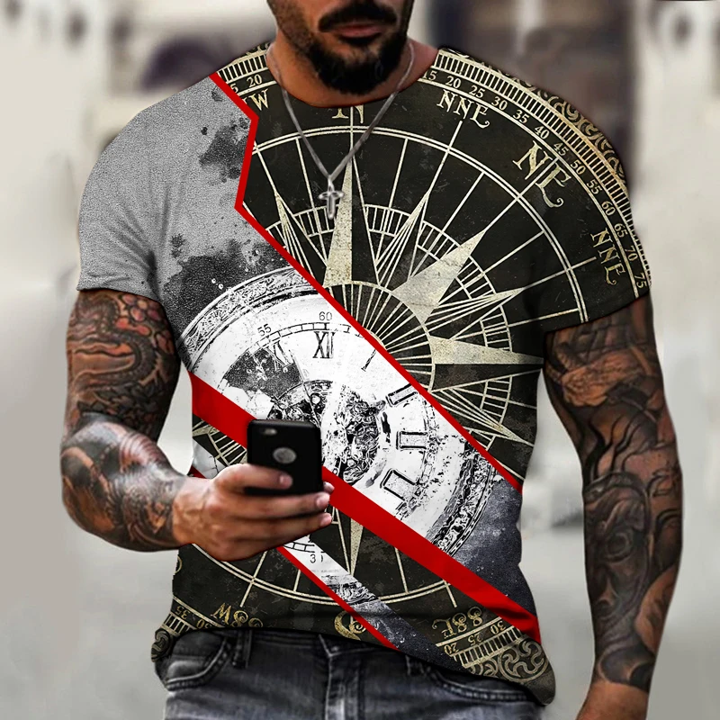 New Summer Men's T-Shirt 3D Compass Print Design Vintage Harajuku Streetwear Top Oversized Premium Fabric
New Summer Men's T-Shirt 3D Compass Print Design Vintage Harajuku Streetwear Top Oversized Premium Fabric