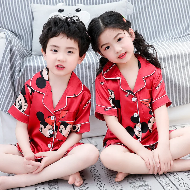 Disney Kids Pyjamas Silk Satin Tops Pant Summer Sleepwear Girls Boy Pajama Sets Children's Clothing Boys Minnie Pijama Set
Disney Kids Pyjamas Silk Satin Tops Pant Summer Sleepwear Girls Boy Pajama Sets Children's Clothing Boys Minnie Pijama Set