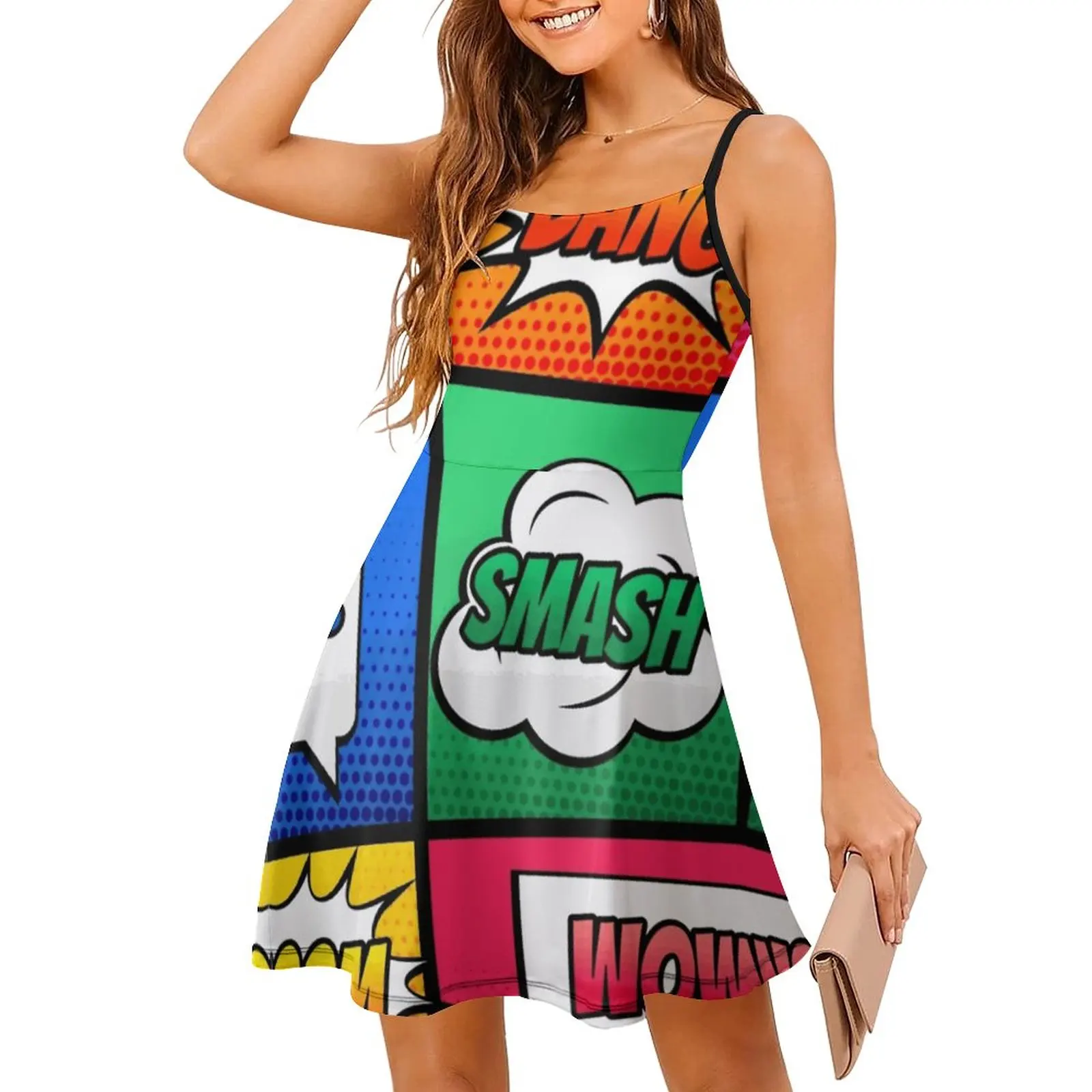 Panels Crazy Colorful Comic Book Panels Arts-gift for Moms Vintage Exotic Woman's Clothing Women's Sling Dress Graphic Cocktails
Panels Crazy Colorful Comic Book Panels Arts-gift for Moms Vintage Exotic Woman's Clothing Women's Sling Dress Graphic Cocktails
