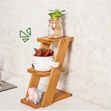 Plant Stand Desktop Compact Flower Stand Multi-layer Wood Triangular Structure Wild Scene Rack For Plants Indoor Pots Stand