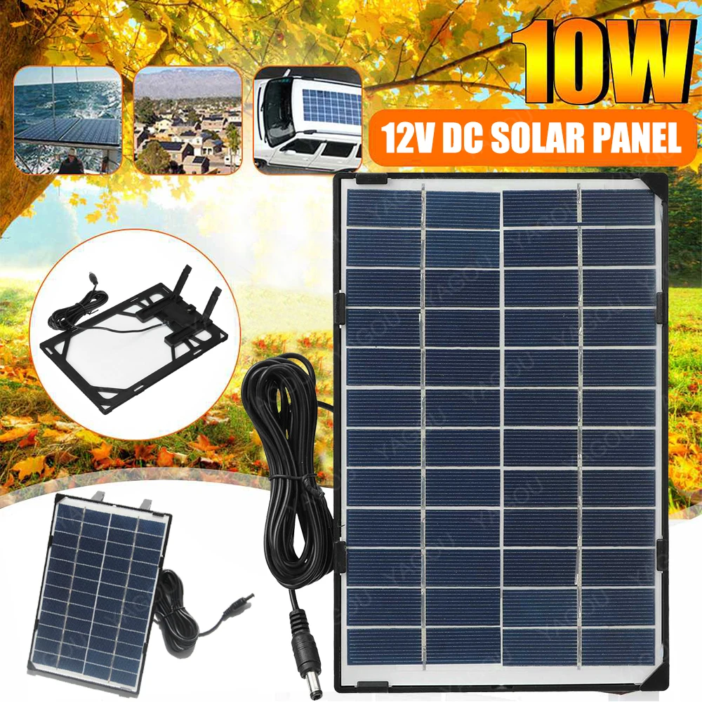 10W Polysilicon Solar Panel with Bracket 12V DC 5521 Battery Charger for Outdoor Street Light Surveillance Camera Car RV Boat
10W Polysilicon Solar Panel with Bracket 12V DC 5521 Battery Charger for Outdoor Street Light Surveillance Camera Car RV Boat
