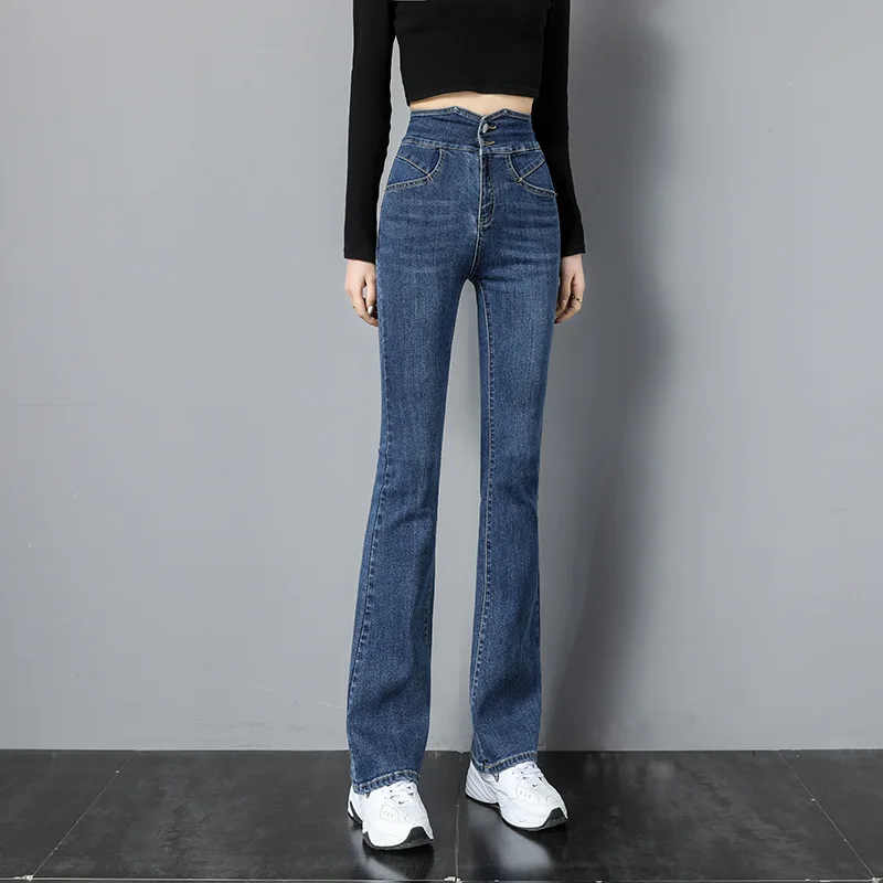

Double Button Flare Jeans Women's Summer 2022 New High Waisted Sexy Thin Casual Mopping Pants Korean Fashion Wide Leg Jeans