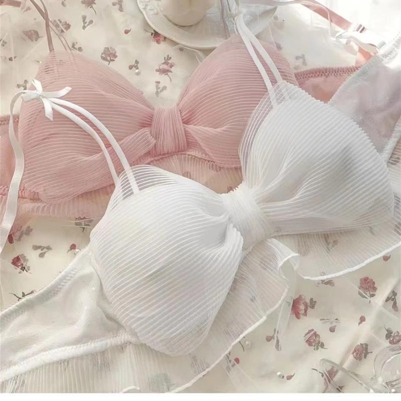 Bras for Women Sexy Mesh Bow Underwear Female Japanese Lolita Sweet Pure No Steel Ring Girls Comfortable Breathable Bra Bralette
Bras for Women Sexy Mesh Bow Underwear Female Japanese Lolita Sweet Pure No Steel Ring Girls Comfortable Breathable Bra Bralette