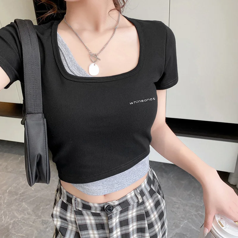3610#Real Shot Cotton Short SleeveTT-shirt Women's Clothing2022New Summer Square Collar Short Top off-Shoulder Fake Two Pieces
3610#Real Shot Cotton Short SleeveTT-shirt Women's Clothing2022New Summer Square Collar Short Top off-Shoulder Fake Two Pieces