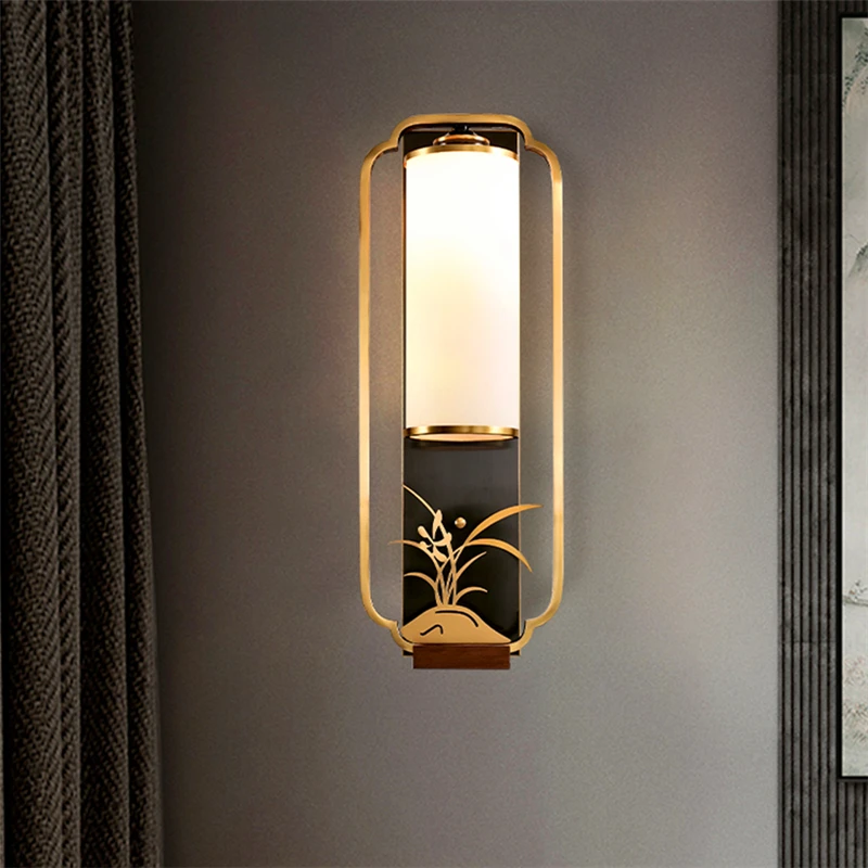 

Настенная лампа в китайском ретро стиле, медный светодиодный светильник для гостиной, столовой, спальни, прикроватного столика, телевизора, кабинета, декоративное освещение