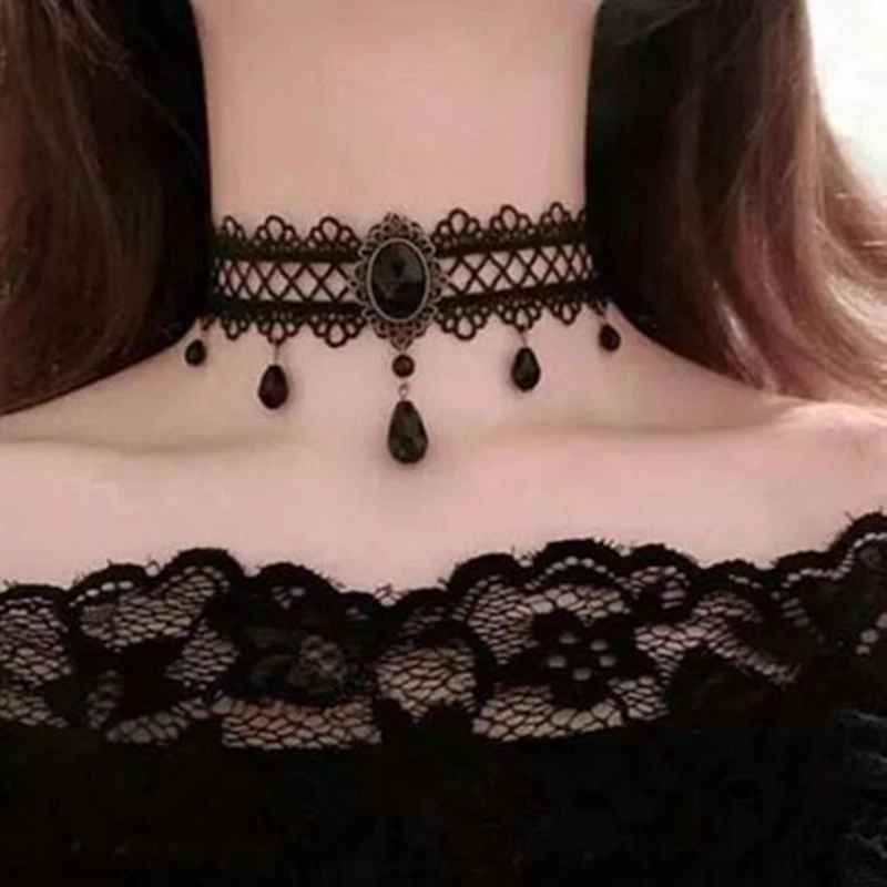 Korean Multi-layer Lace Chokers Punk Retro Black Lace Necklace for Women Statement Collar Fashion Crystal Necklace Jewelry Gifts
Korean Multi-layer Lace Chokers Punk Retro Black Lace Necklace for Women Statement Collar Fashion Crystal Necklace Jewelry Gifts