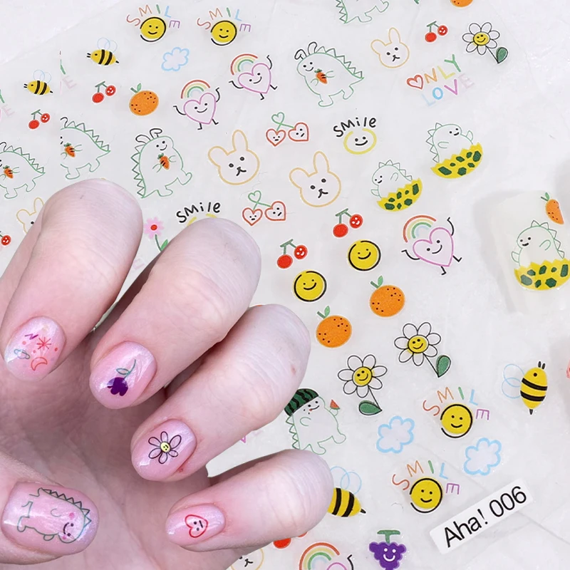 Kawaii Dinosaur Graffiti Nail Art Sticker Self-adhesive Line Bee Sun Flowers Sticker Decal Cartoon Sliders Manicure Decorations
Kawaii Dinosaur Graffiti Nail Art Sticker Self-adhesive Line Bee Sun Flowers Sticker Decal Cartoon Sliders Manicure Decorations