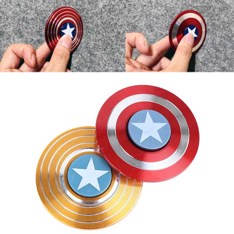 

Alloy Fingertip Gyro American Captain Shield Spinner Manually Cool Child Toy Adult Decompression Finger Toys Gift