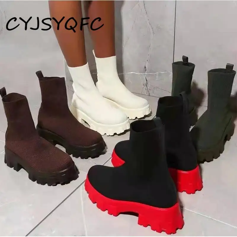 CYJSYQFC Ankle Sock Stretch Women Boots Luxruy Design Chunky Flat Platform Boots Slip On Western Knitting Chelsea Ladies Booties
CYJSYQFC Ankle Sock Stretch Women Boots Luxruy Design Chunky Flat Platform Boots Slip On Western Knitting Chelsea Ladies Booties