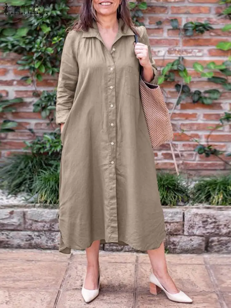 Elegant Women Lapel Neck Long Sleeve Casual Shirt Dress ZANZEA Fashion Autumn Sundress 2022 Robe Femme Work Vestido Oversize
Elegant Women Lapel Neck Long Sleeve Casual Shirt Dress ZANZEA Fashion Autumn Sundress 2022 Robe Femme Work Vestido Oversize
