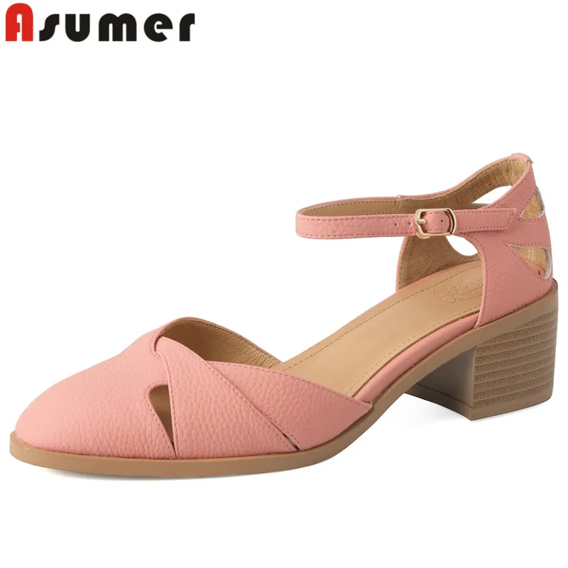 ASUMER 2022 Size 34-42 New Comfortable Genuine Leather Women Sandals Square Med Heels Sandals Ladies Summer Dress Shoes
ASUMER 2022 Size 34-42 New Comfortable Genuine Leather Women Sandals Square Med Heels Sandals Ladies Summer Dress Shoes